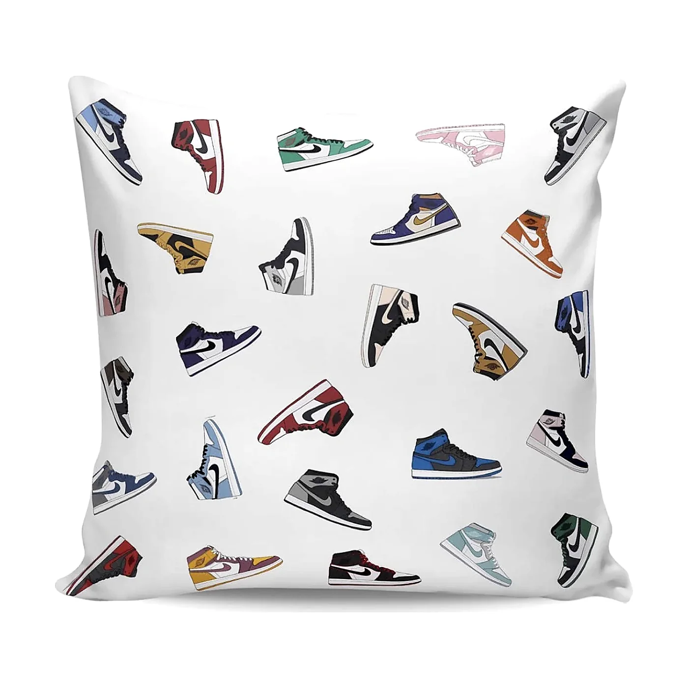 Sneaker Print Cushion Cover | Colourful High-Top Basketball Shoe Pattern